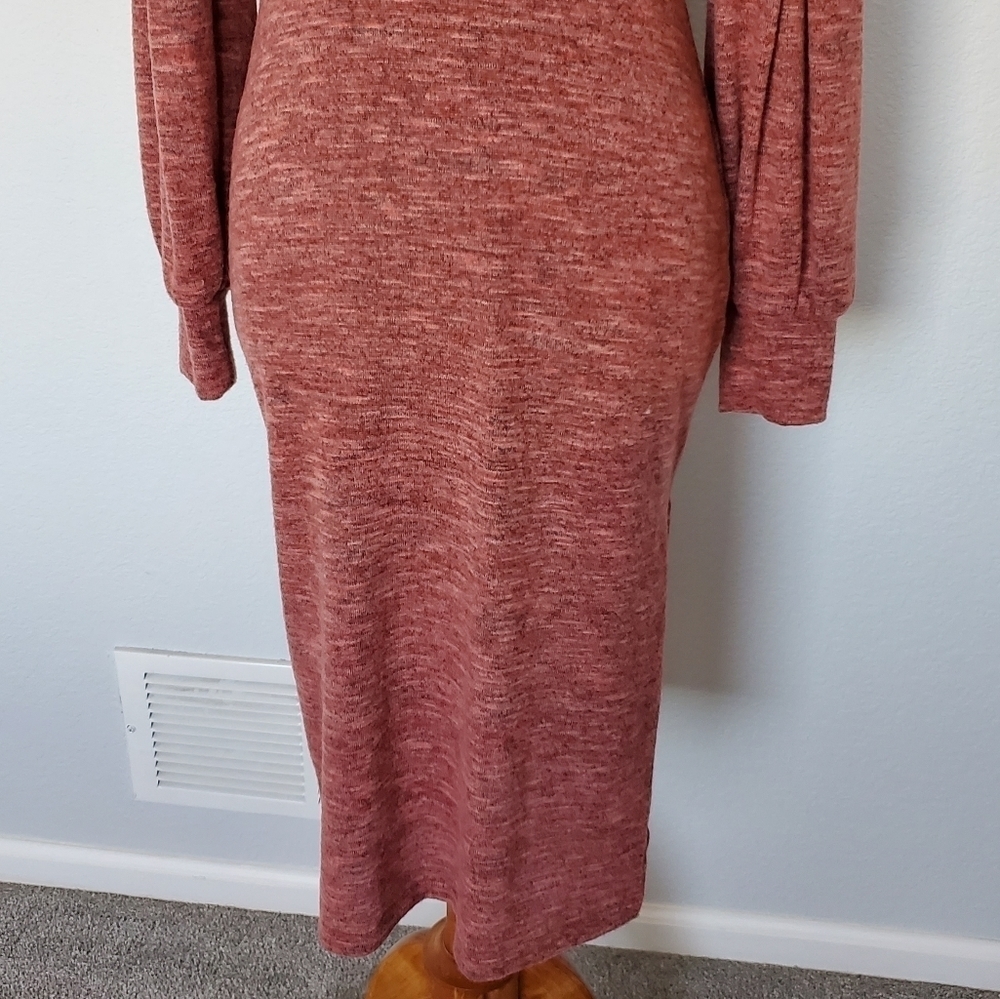 𝅺Lulu's Mattea Heathered Red Cowl Neck Midi Sweater Dress XS NWOT - Picture 4 of 16